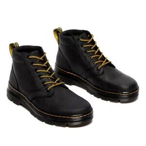 Dr. Martens Black Heeled Boots with Yellow Laces